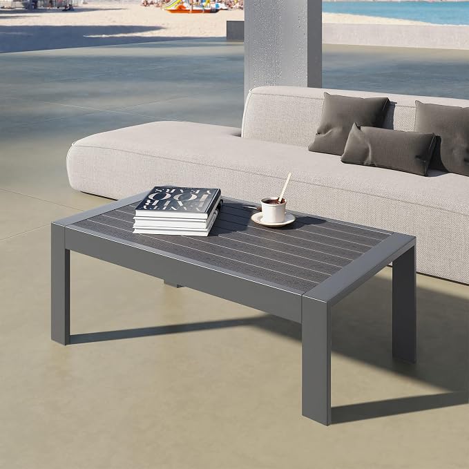 All-Weather Aluminum Outdoor Coffee Table, Modern Coffee Table - Image 8