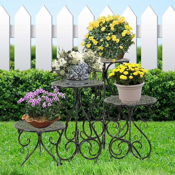 4-Pack Metal Plant Stand for Indoor Outdoor, Heavy Duty Flower Pot Stands for - Image 5