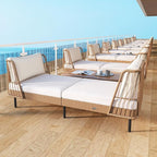 Tangkula Patio Rattan Daybed, Boho Outdoor Wicker Lounge Sofa - Image 4