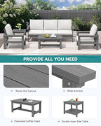 SERWALL HDPE Patio Furniture Set, 7-piece Outdoor Sectional Sofa Set, All - Image 7