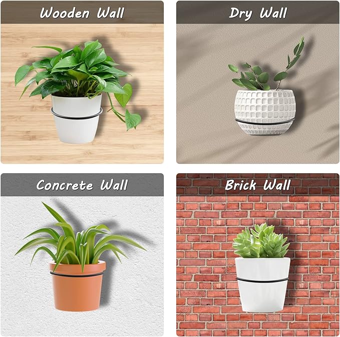 2-Pack 4 inch Flower Pot Holder Ring, Wall Mounted Metal Planter Hanger - Image 7