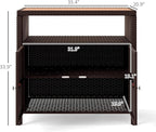 Outsunny Wicker Outdoor Storage Cabinet, Rattan Outdoor Bar Table - Image 3