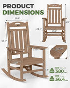 Oversized Rocking Chair Outdoor, High Back Porch Rocker Chair, HDPE All Weather - Image 3