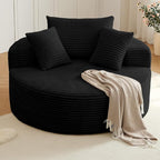 Oversized Round Chair Lounge Chaise Indoor, Upholstered Corduroy Deep Seat by Lakifun