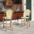 PURPLE LEAF French Bar Stool Set of 4 Bamboo Print Finish Patio Bar Stools - Image 9