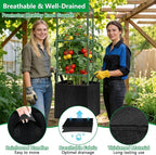 3 Set Square Tomato Cages with 18 Gallon Grow Bags, Plant Support Tower Stakes - Image 3