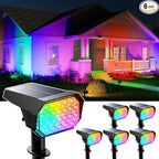 6 Pack Color Changing Solar Powered Outdoor Spot Lights Outside Landscape by GVSHINE