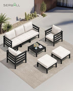 SERWALL HDPE Outdoor Furniture Set, 4 Pieces Patio Sectional Sofa Set, - Image 8