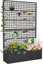 Metal Planter Box with Trellis 47" L x 16" W x 72" H, Raised Garden Bed with by Toriexon