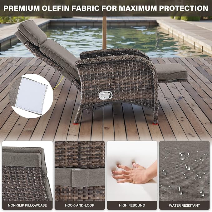 Belord Versatile Outdoor Recliner Chair Set of 3 - Image 5
