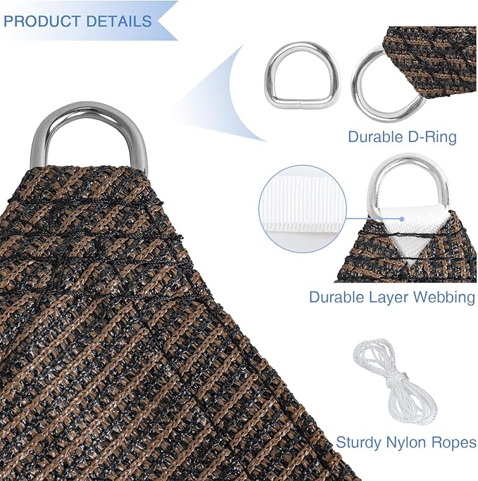 E&K Sunrise 17' x 17' x 17' Sun Shade Sail Triangle Canopy Shade Cover UV Block - Image 4