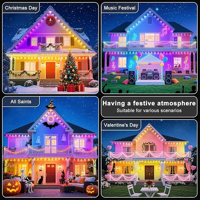 150FT Permanent Outdoor Lights for House Waterproof, IP67 LED Eave Lights - Image 7