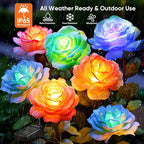 Solar Rose Lights Outdoor: 4 Pack IP65 Waterproof 7-Color Changing LED Flower - Image 3