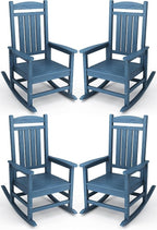 KINGYES HDPE Patio Rocking Chair Set of 4, Outdoor Rocking Chairs Porch Rocker by KINGYES