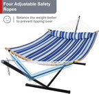 12 Ft Hammock with Stand for Outside, 2 Person Hammock Freestanding with Curved - Image 3