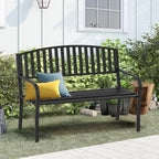 On Shine 50'' Outdoor Bench Weatherproof, Cast Iron All Metal Frame Garden Bench - Image 7
