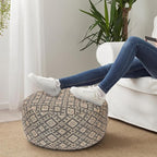 Woven Inflatable Ottoman D21”x H10” Outdoor Indoor Pouf Patio Footrest Stool - Image 7