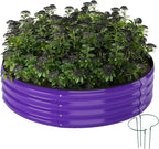 Galvanized Metal Planter Round Raised Garden Bed Kit by ZFHgarden