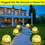 Solar Garden Lights, 2 Pack 60 LED Cracked Glass Solar Globe Lights Outdoor - Image 2