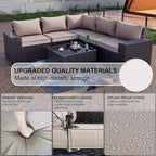 Kullavik 6PCS Outdoor Patio Furniture Set PE Wicker Rattan Sectional Sofa Patio - Image 5