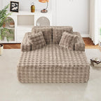 56" W Oversized Chaise Lounge Chair Indoor, Plush Faux Fur Sleeper Couch Sofa - Image 9