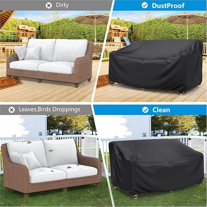 Heavy Duty Patio Sofa Cover Waterproof, Mrrihand 3-Seater Outdoor Sofa Loveseat - Image 6