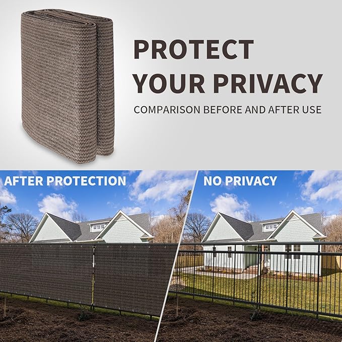 LOVE STORY Custom Size 2'6''x21' Brown Balcony Privacy Screen, UV Block Privacy - Image 5