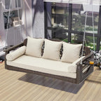 3 Seat Porch Swing, Wicker Patio Swing - Image 6