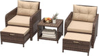 LHBcraft Balcony Furniture 5 Piece Wicker Patio Furniture Set, Outdoor by LHBcraft-US