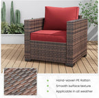 Amopatio Wicker Outdoor Sofa Single Armrest Chair 2 Pack, High Back Waterproof - Image 5