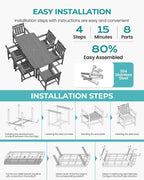 Outdoor Rectangle Dining Table, Heavy-Duty HDPE Table - Image 5