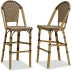 PURPLE LEAF French Bar Stool Set of 2 Bamboo Print Finish Patio Bar Stools by PURPLELEAF