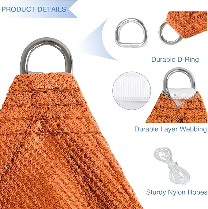 E&K Sunrise 21' x 21' x 21' Sun Shade Sail Triangle Canopy Shade Cover UV Block - Image 4