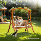 VINGLI Wooden Porch Swing, Heavy Duty 880 LBS Hanging Patio Bench - Image 5