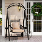 Tangkula Porch Swing with Stand, Outdoor Patio Swing with Heavy-Duty Metal Frame - Image 2