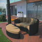 Modway Taiji Wicker Rattan Outdoor Patio Sectional Daybed in Espresso Mocha - Image 3