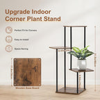 4 Tier Plant Stand Indoor Outdoor, Wood Metal Corner Shelf, Planter Shelf - Image 3