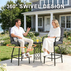 Patio Swivel Bar Stools Set of 4, Outdoor Bar Height Swivel Chairs - Image 4
