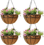 4 Pack 14 Inch Hanging Baskets for Plants Outdoor Metal Hanging Planter Hanging by Qusuxi