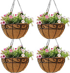 4 Pack 12 Inch Hanging Baskets for Plants Outdoor Metal Hanging Planter Hanging by Qusuxi