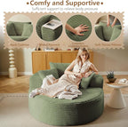 Oversized Round Chair Lounge Chaise Indoor, Upholstered Corduroy Deep Seat - Image 5