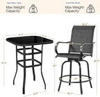 Yaheetech Patio Swivel Bar Stools Outdoor Chairs Set of 2 Outdoor High Bistro - Image 3