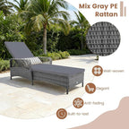 Tangkula Wicker Chaise Lounge Outdoor Set of 2, Patio Rattan Reclining Chaise - Image 6