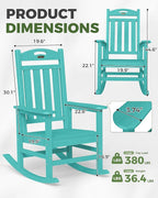 Oversized Outdoor Rocking Chair Set of 2, HDPE All-Weather Patio Rocking Chairs - Image 3