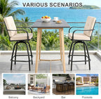 Patio Swivel Bar Stools Set of 2, Outdoor Bar Height Swivel Chairs - Image 7