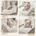 65.4" Chaise Lounge Chair Indoor, Oversized Boneless Couch Comfy Upholstered - Image 6