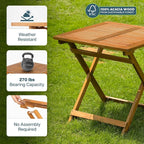 IDZO Legolas FSC Acacia Wooden Folding Table, Heavy Duty 270lbs Capacity - Image 5