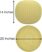 COTTON CRAFT - Hand Knitted Cable Style Dori Pouf - Yellow - Floor Ottoman - - Image 3