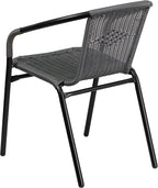 EMMA + OLIVER Set of 4 Modern Rattan Indoor/Outdoor Stack Chairs, Stacking - Image 9