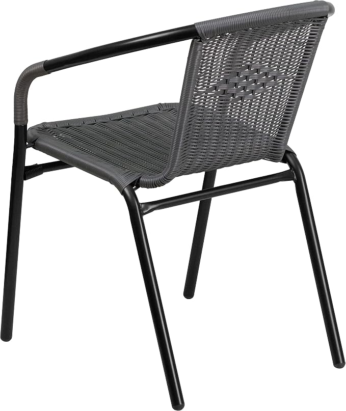 EMMA + OLIVER Set of 2 Modern Rattan Indoor/Outdoor Stack Chairs, Stacking - Image 9